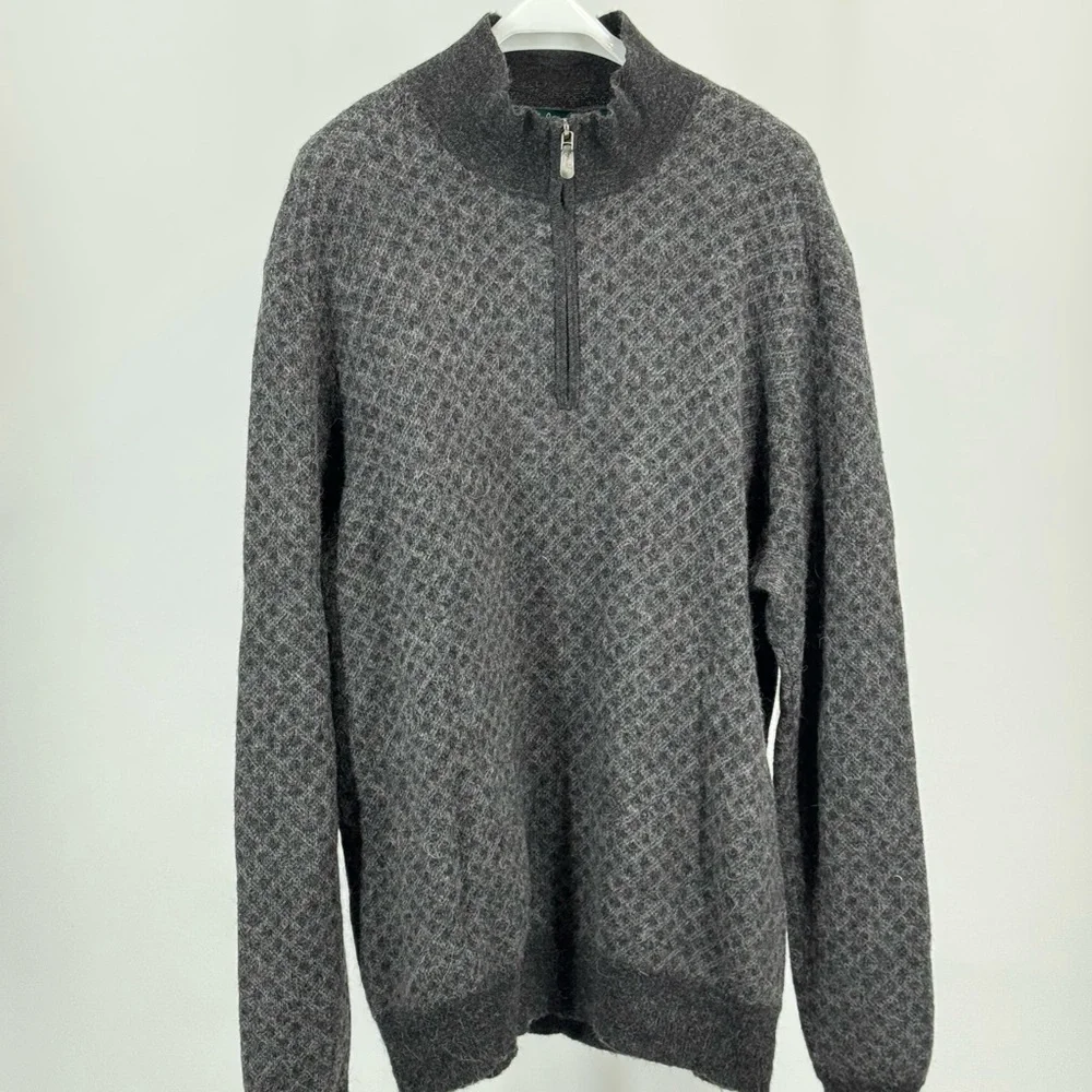 Bobby Jones Men’s Baby Alpaca Gray Quarter Zip Sweater Size XL